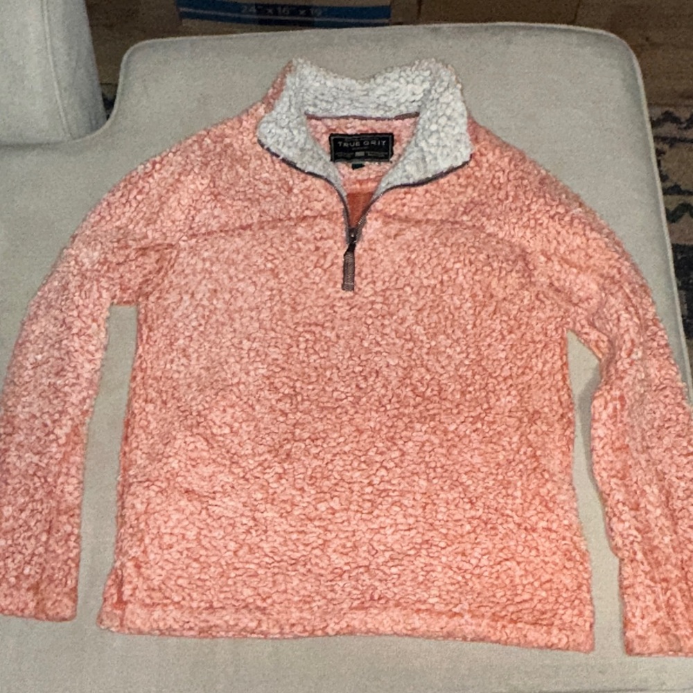 True Grit Coral and Cream Sherpa Pullover